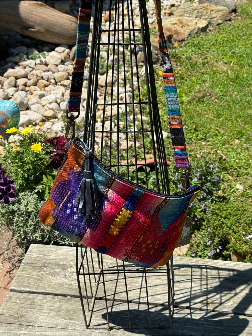 handmade Guatemalan Crossbody Bag with Tassel Accent (With dust cover)